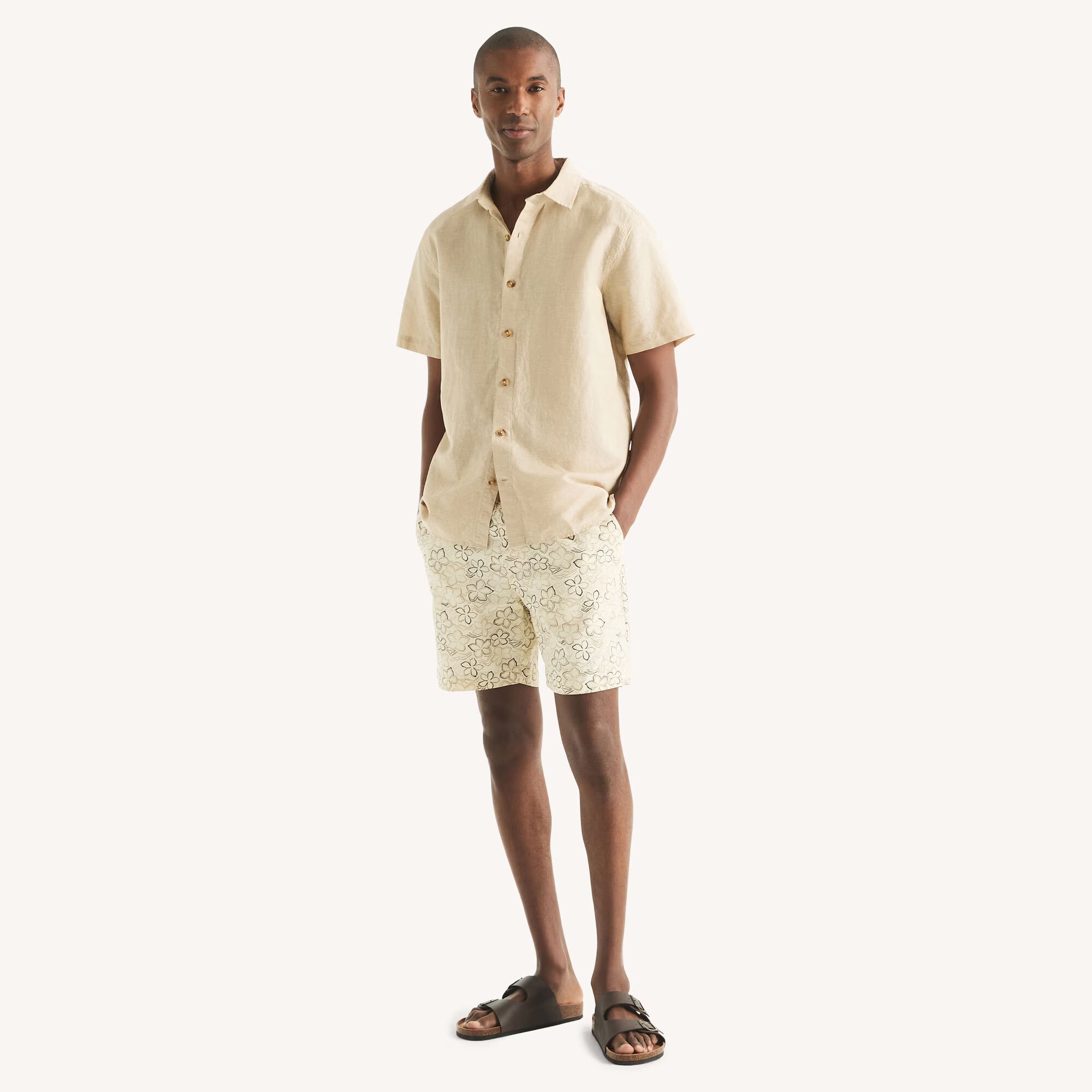 Camisa Nautica Mangas Cortas Lisa para Caballeros