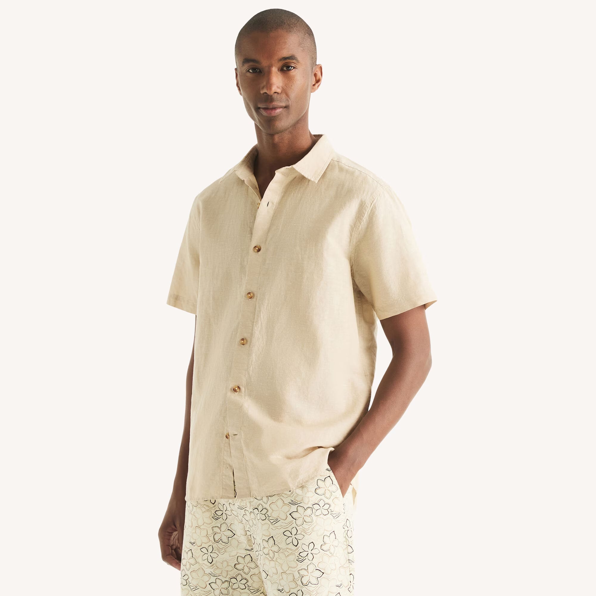 Camisa Nautica Mangas Cortas Lisa para Caballeros