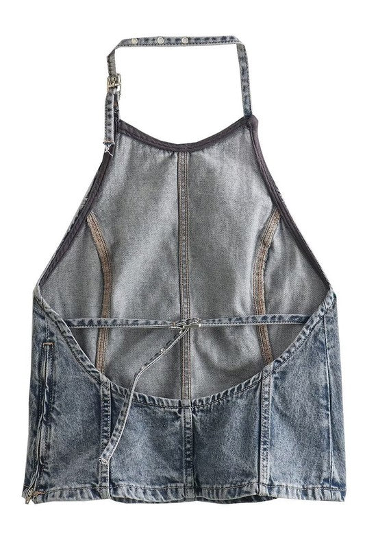 Blusa Halter Jeans Lisa P/ Damas by Youme
