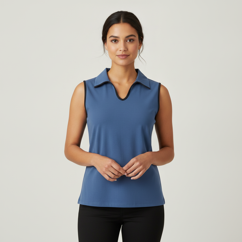 Blusa Posh sin Mangas Lisa para Damas con modelo (AI)