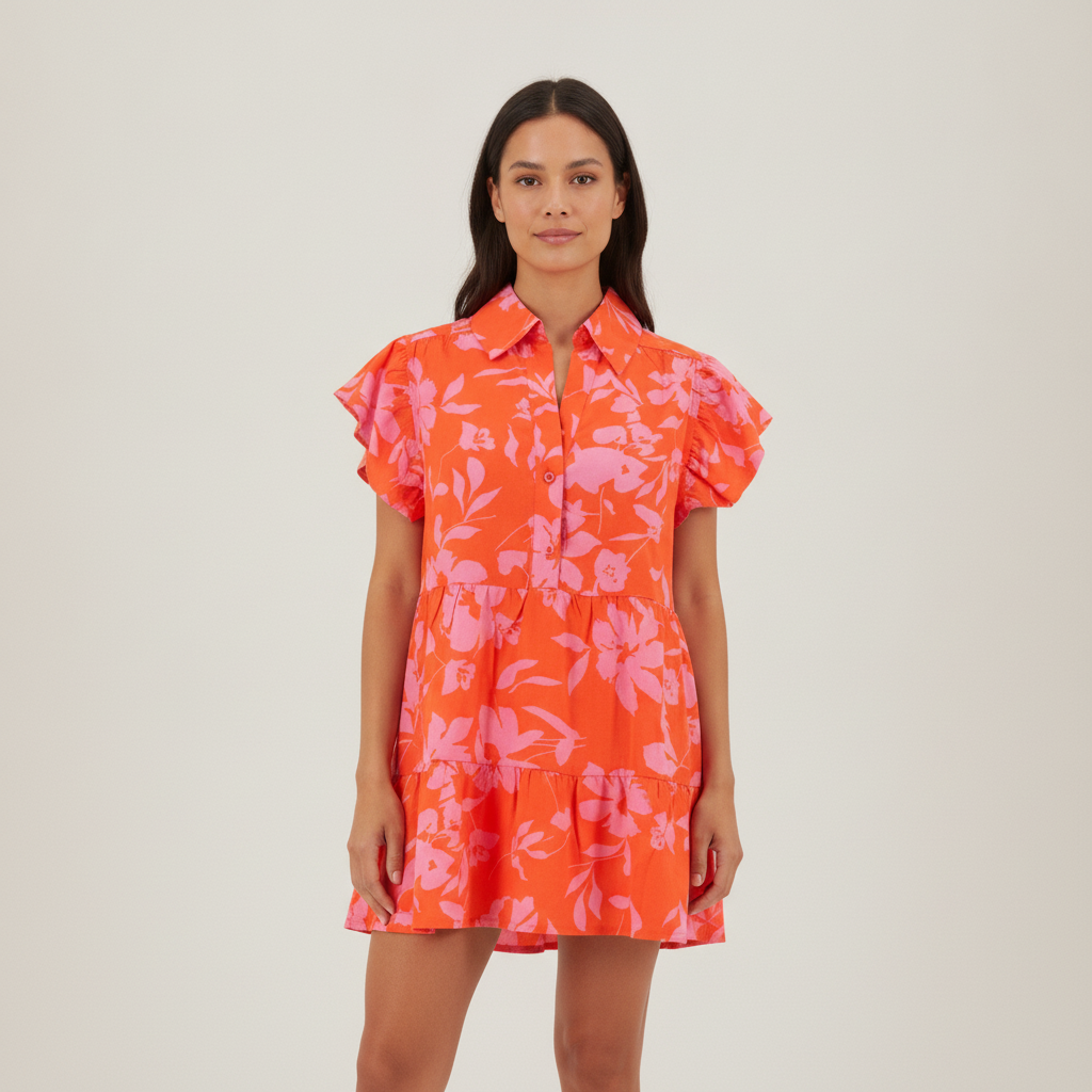 Blusa Posh Mangas Cortas Floral Peplum para Damas con modelo (AI)