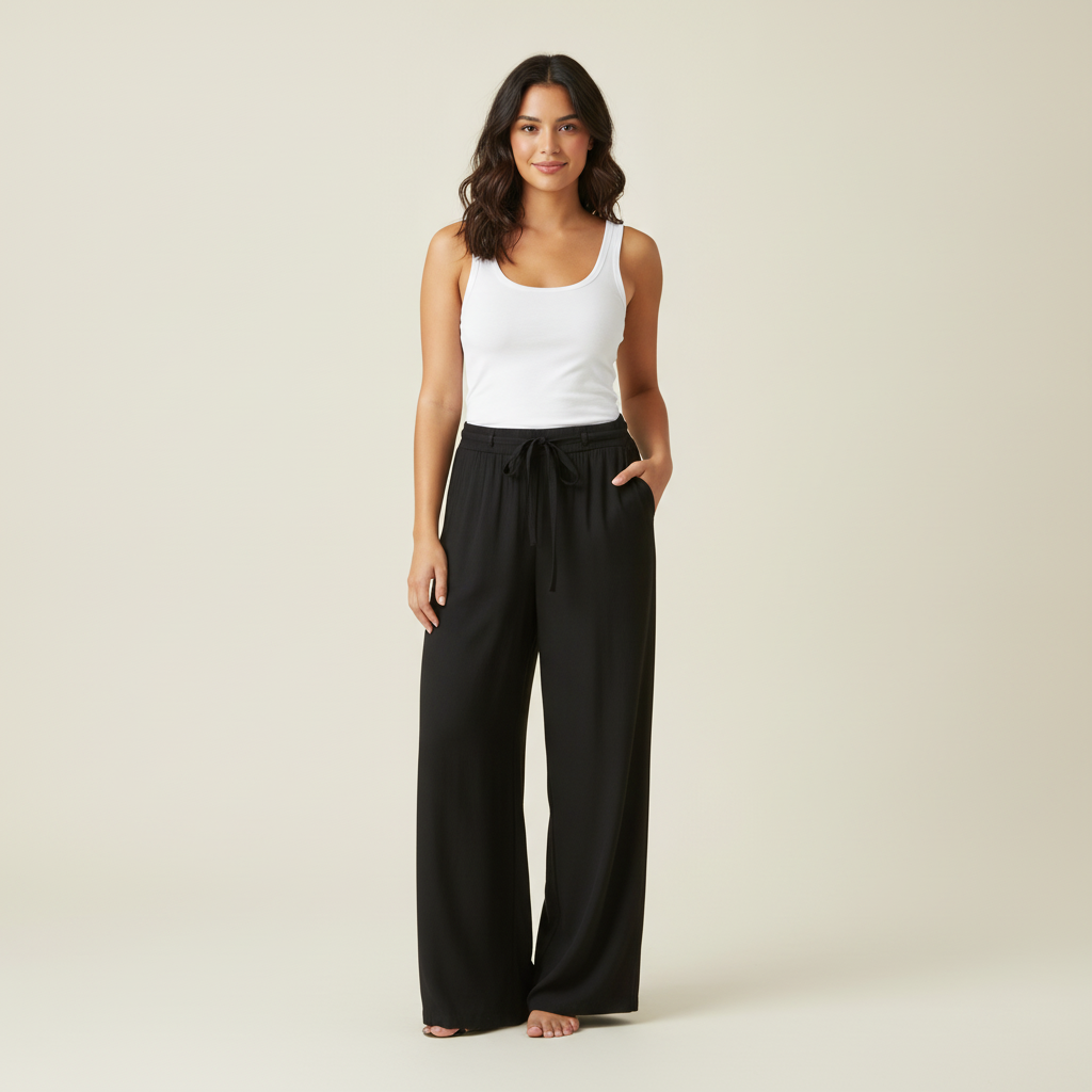 Pantalones La Muse para Damas con modelo (AI)