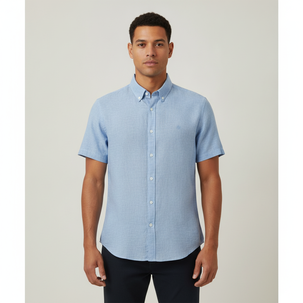 Camisa Member Only Mangas Cortas Lisa para Caballeros con modelo (AI)
