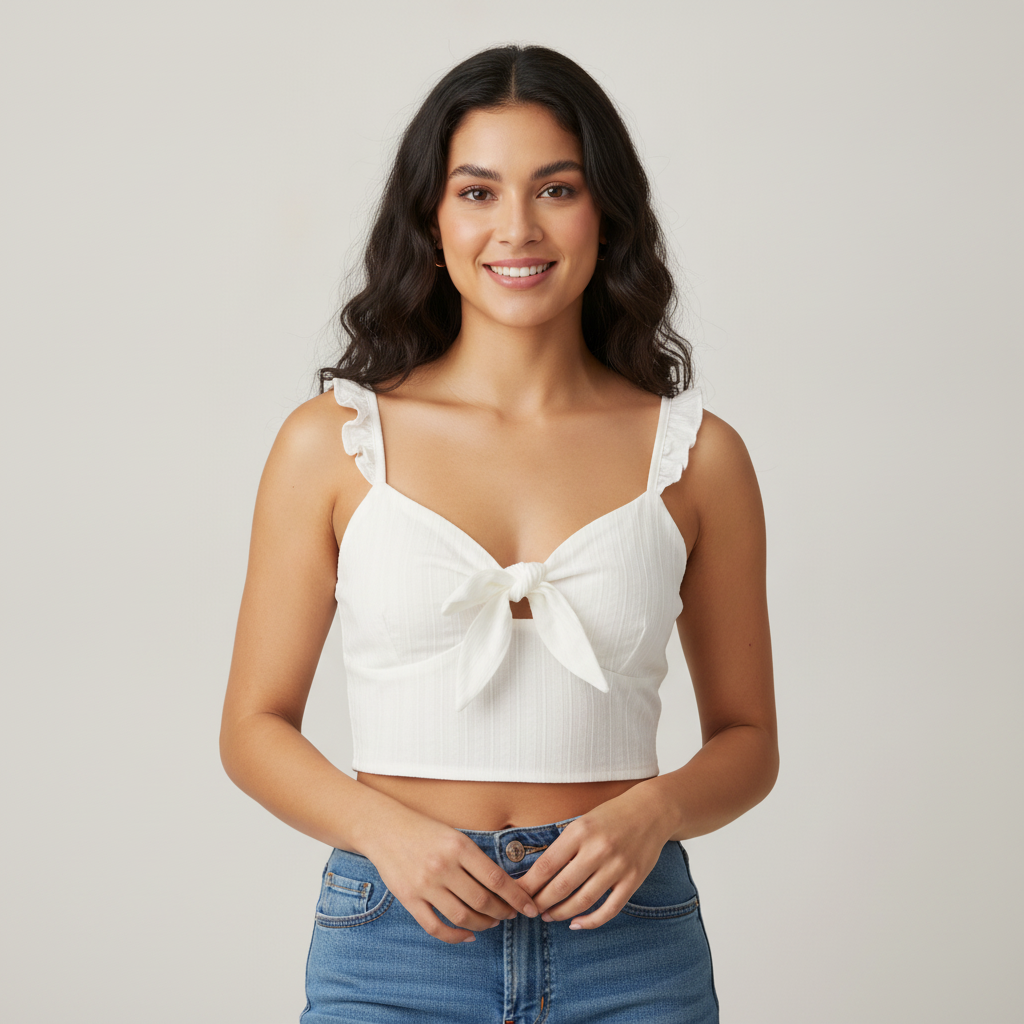 Blusa She + Sky sin Mangas Liso para Damas con modelo (AI)