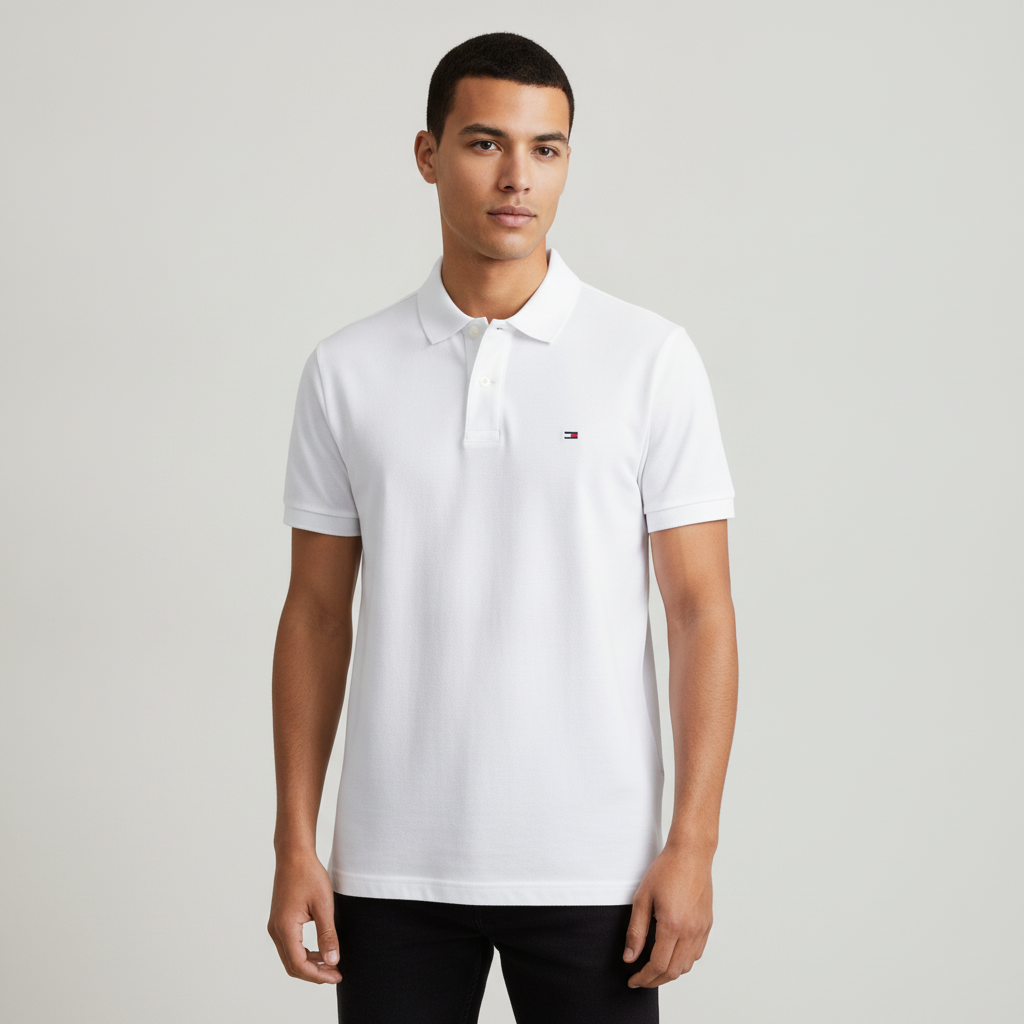 Poloshirt Tommy Hilfiger Mangas Cortas Liso para Caballeros con modelo (AI)