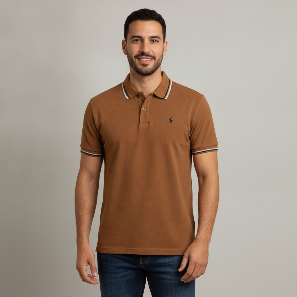 Poloshirt 1492 Mangas Cortas Liso para Caballeros con modelo (AI)