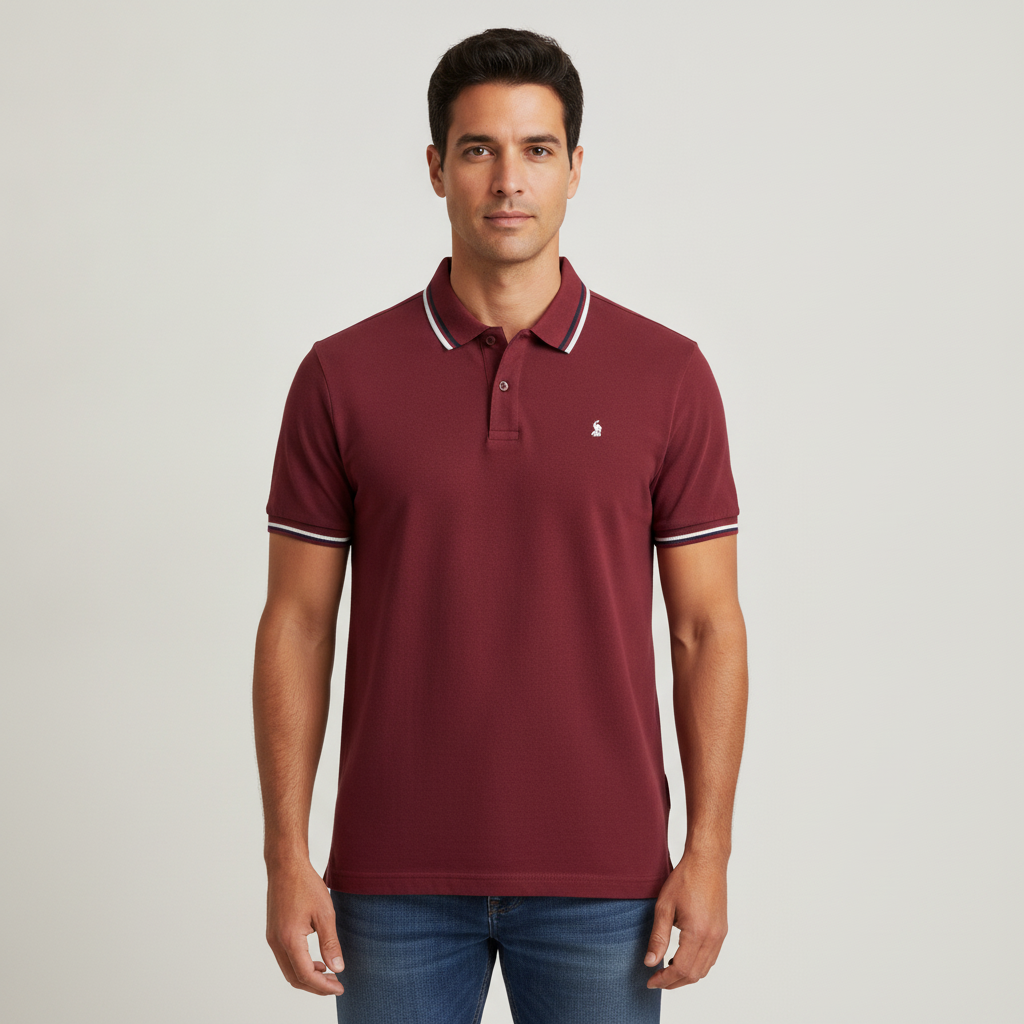 Poloshirt 1492 Mangas Cortas Liso para Caballeros con modelo (AI)