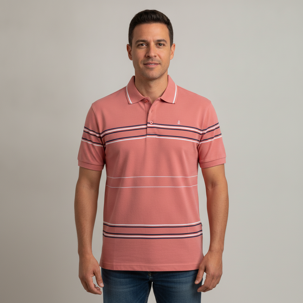 Poloshirt 1492 Mangas Cortas Rayas para Caballeros con modelo (AI)