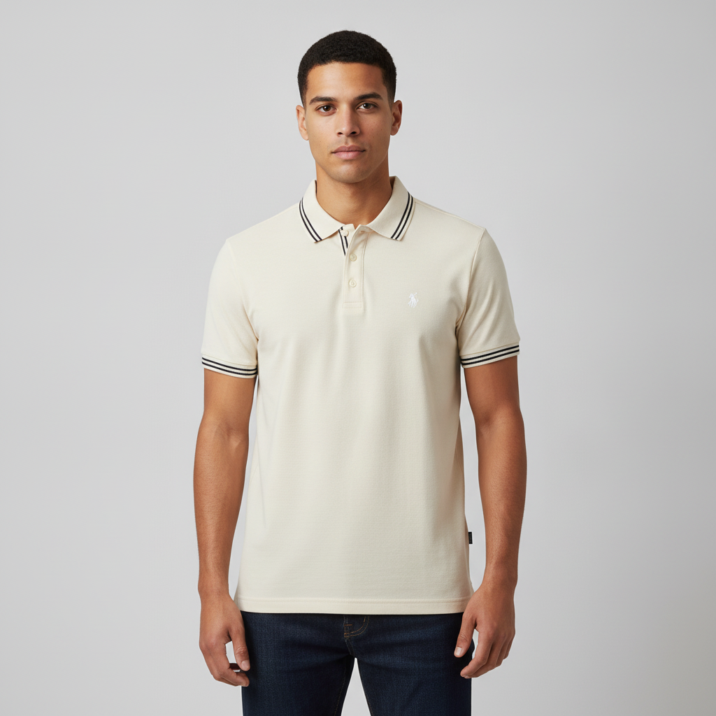 Poloshirt 1492 Mangas Cortas Liso para Caballeros con modelo (AI)