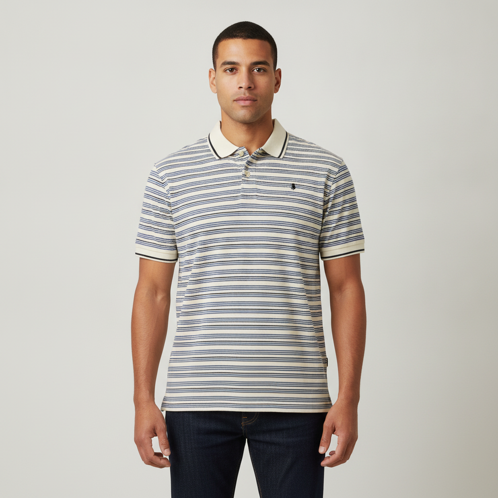 Poloshirt 1492 Mangas Cortas Rayas para Caballeros con modelo (AI)