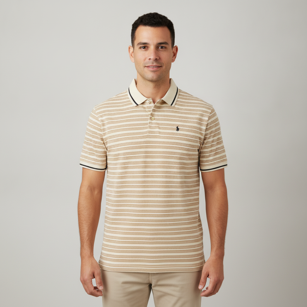 Poloshirt 1492 Mangas Cortas Rayas para Caballeros con modelo (AI)