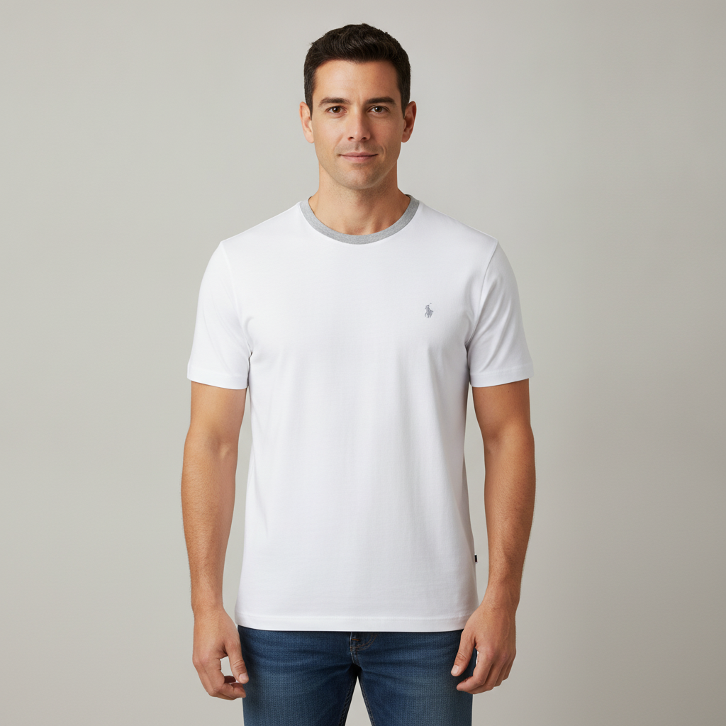 Camiseta Lisa de Mangas Cortas 1492 para Caballeros con modelo (AI)