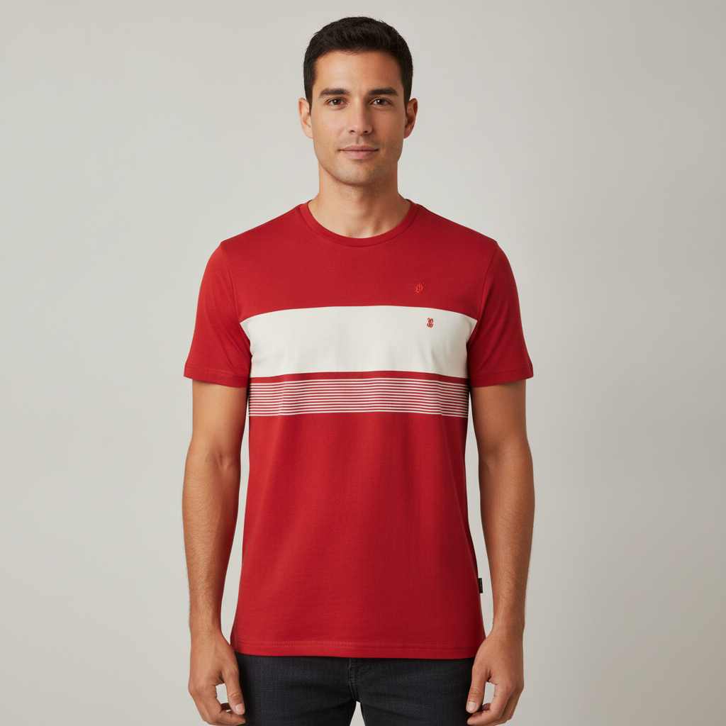 Camiseta 1492 Mangas Cortas Rayas para Caballeros con modelo (AI)