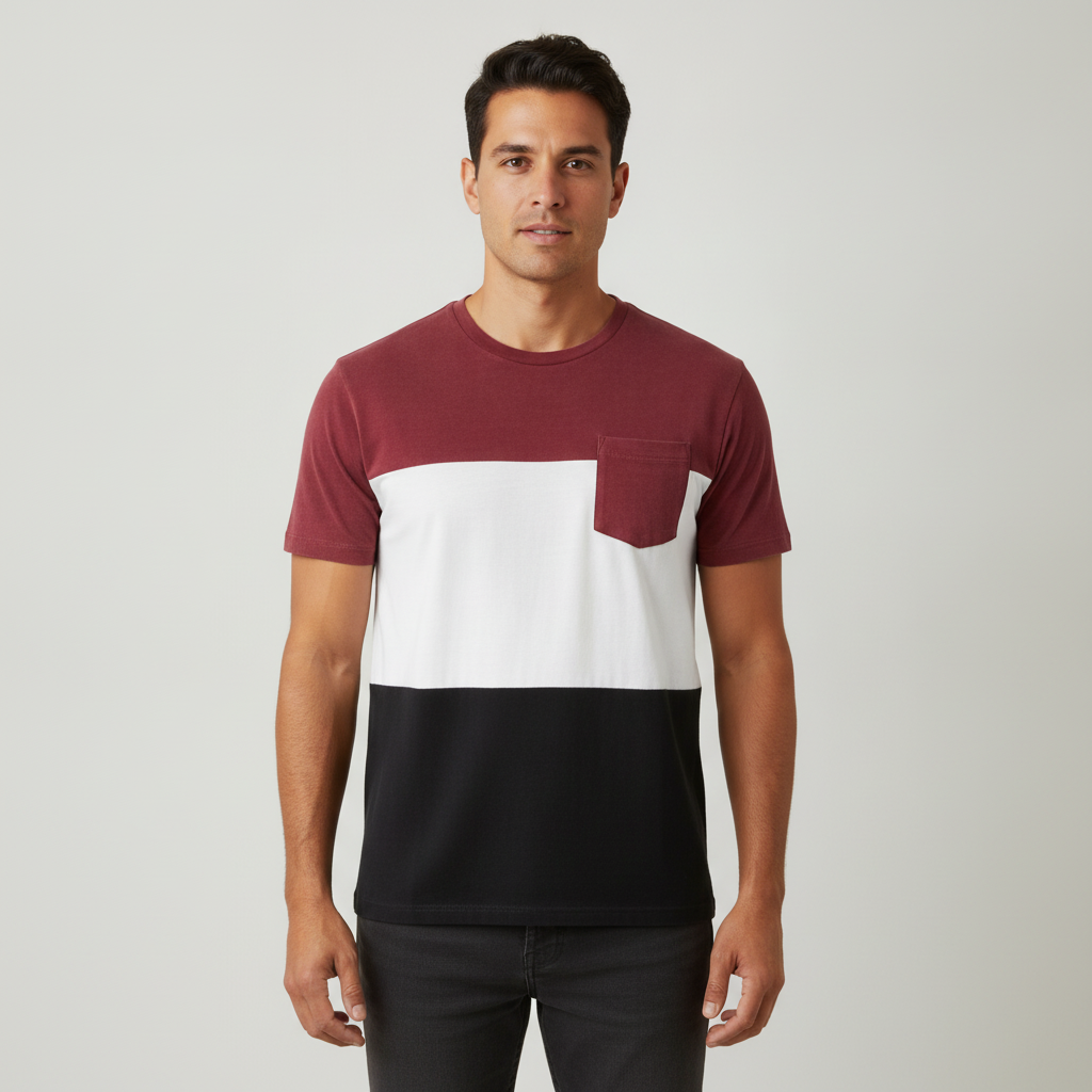 Camiseta 1492 Mangas Cortas Combinada para Caballeros con modelo (AI)