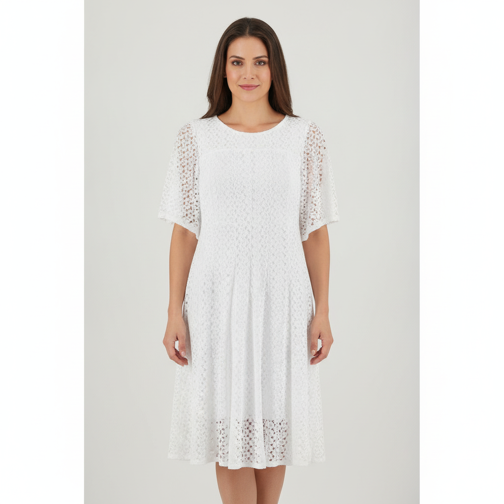 Vestido Rabbit Mangas Cortas Encaje para Damas con modelo (AI)
