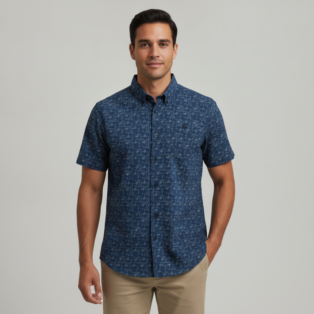 Camisa Weatherproof Mangas Cortas Estampado para Caballeros con modelo (AI)