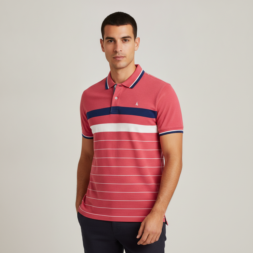 Poloshirt Regatta Mangas Cortas Rayas para Caballeros con modelo (AI)