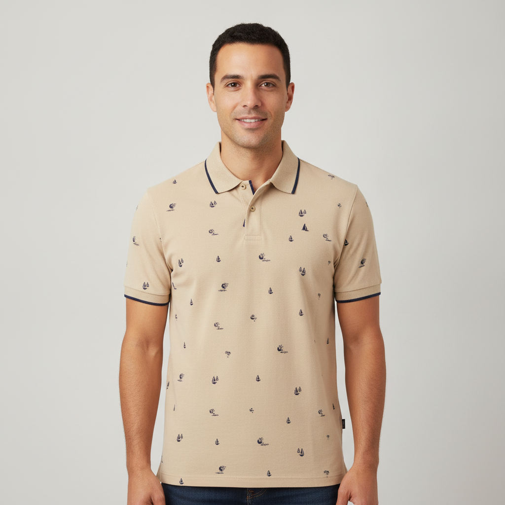 Poloshirt Regatta Mangas Cortas Estampado para Caballeros con modelo (AI)