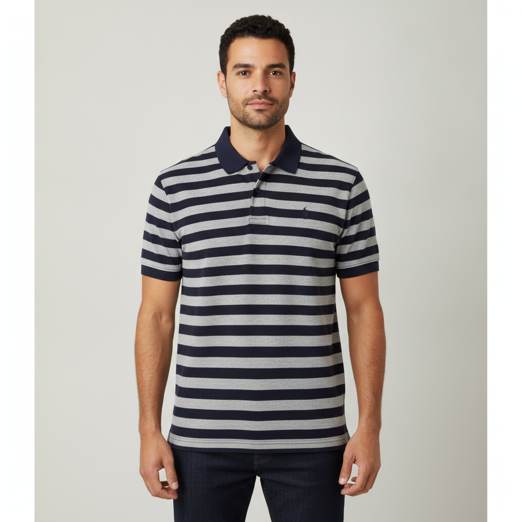 Poloshirt Regatta Mangas Cortas Rayas para Caballeros con modelo (AI)