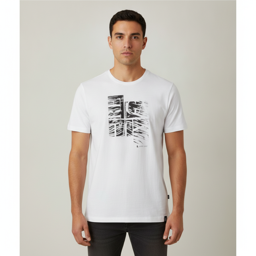 Camiseta Regatta Mangas Cortas Estampada para Caballeros con modelo (AI)