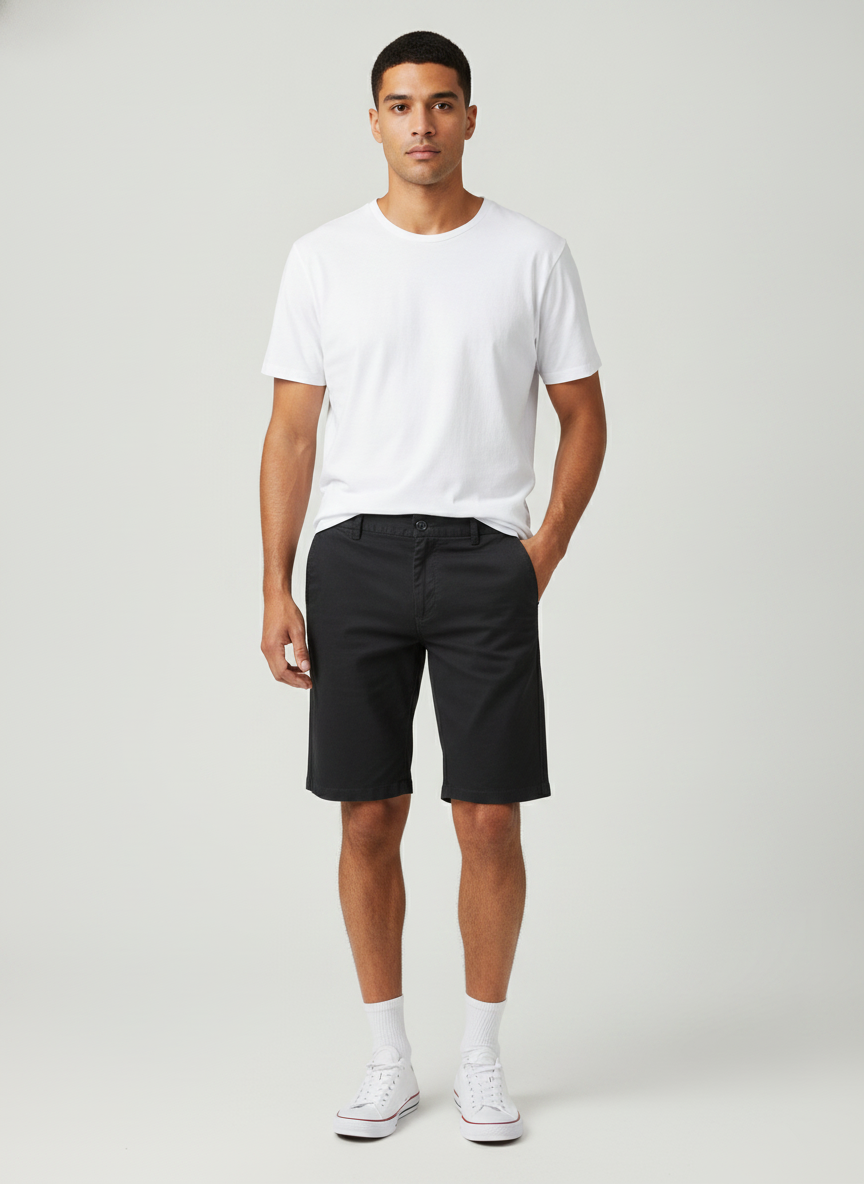 Bermudas Carven Casual Pantalon Corto Caballeros CV-L22-003-BL con modelo (AI)