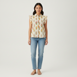 Blusa Gigio Mangas Cortas Floral Vanilla para Damas