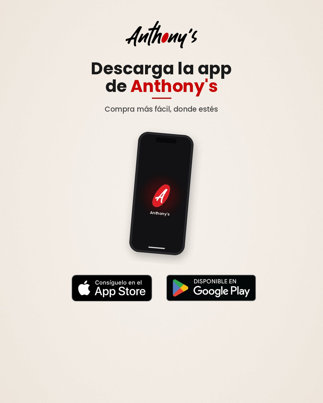 Descarga la app de Anthony's — móvil