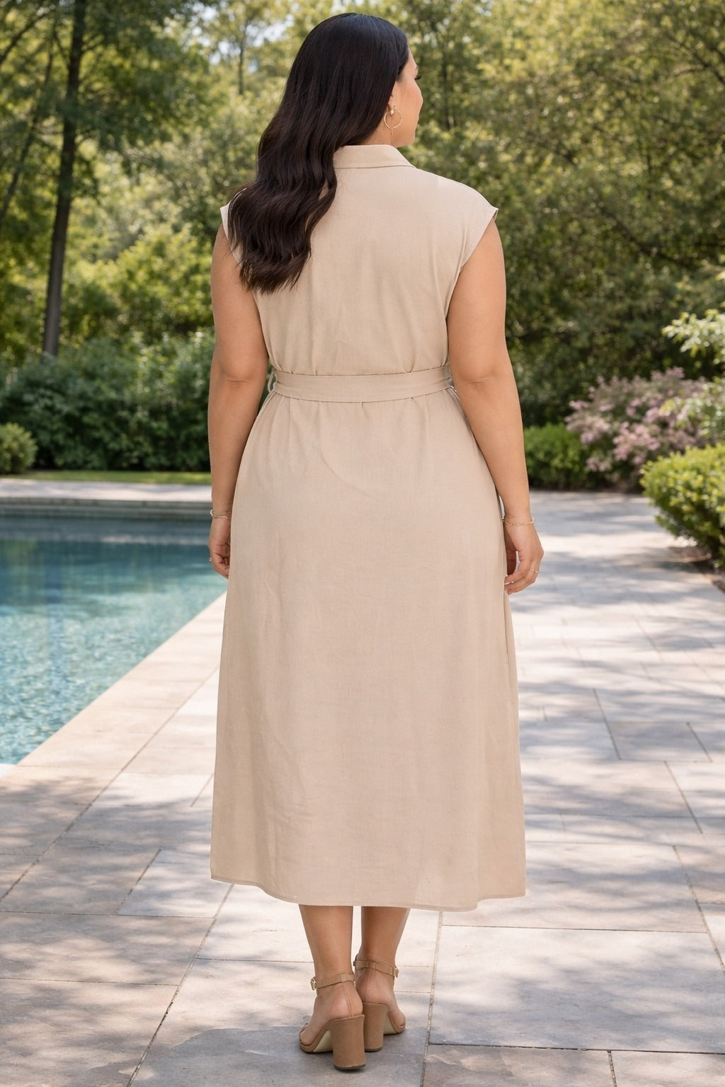 Vestido Available Liso sin Mangas para Damas – vista 6